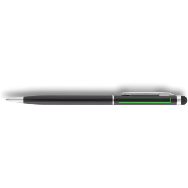 Aluminium touchscreen pen — drukvlak naast clip