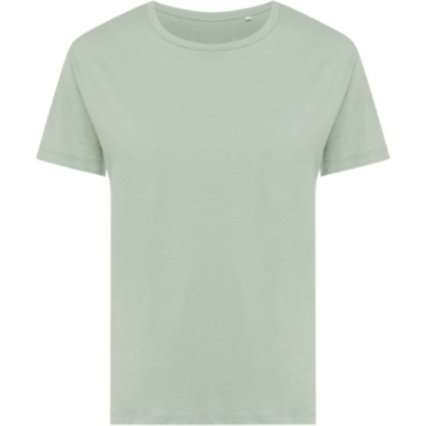IQONIQ Yala dames lichtgewicht gerecycled katoen t-shirt — drukvlak in de nek