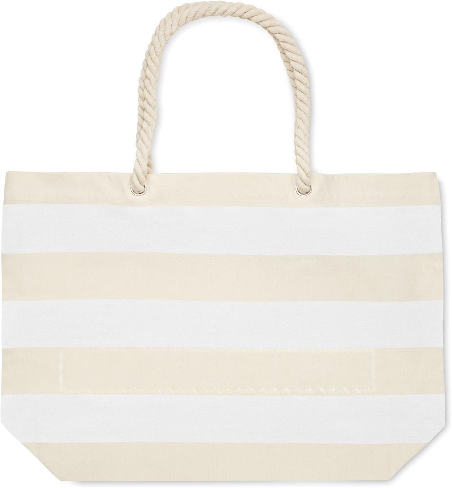 HEAVEN STRIPE - Katoenen strandtas 220 gr/m² — drukvlak onderste beige streep