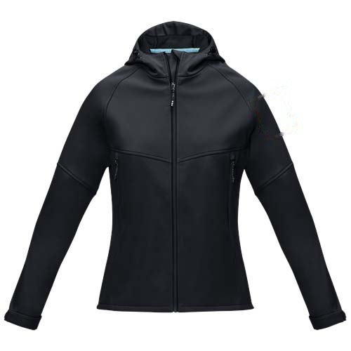Coltan dames GRS-gerecycled softshell jack — drukvlak linker bicep