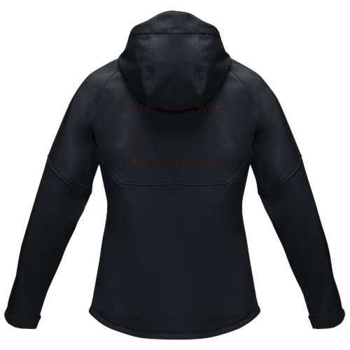 Coltan dames GRS-gerecycled softshell jack — drukvlak achterzijde
