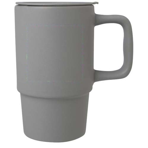 Carter 450 ml mok van keramiek met plastic deksel — drukvlak voorzijde