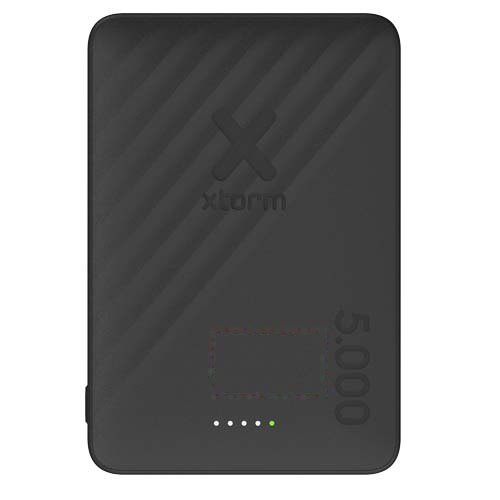 Xtorm Go2 draadloze powerbank van 15 W en 5000 mAh — drukvlak voorzijde