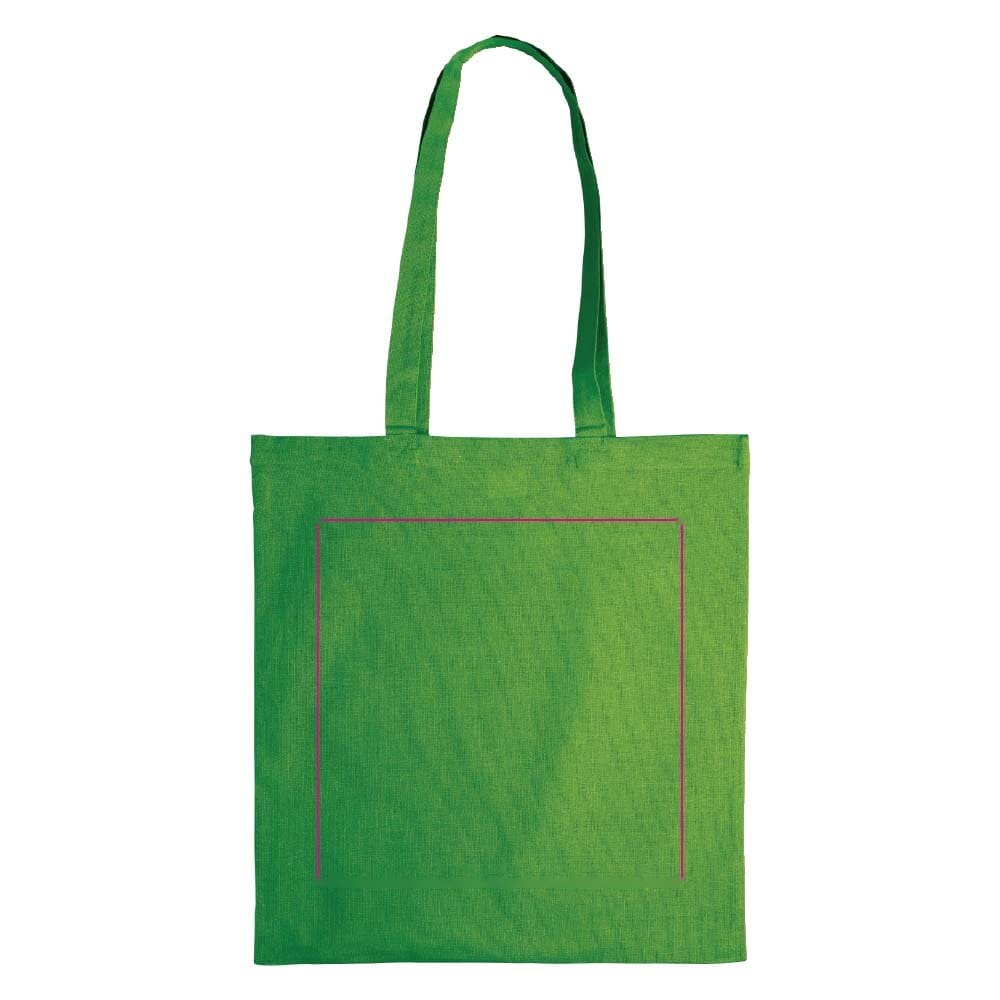 Draagtas gerecycled katoen 140g/m² 38x42cm — drukvlak midden voorzijde