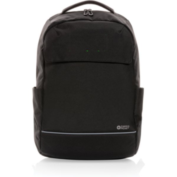 Swiss Peak Brooke AWARE™ RPET daily 15.6" laptop rugzak — drukvlak artikel voorzijde boven