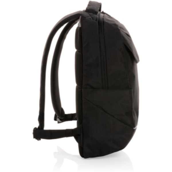 Swiss Peak Brooke AWARE™ RPET daily 15.6" laptop rugzak — drukvlak artikel zijkant links