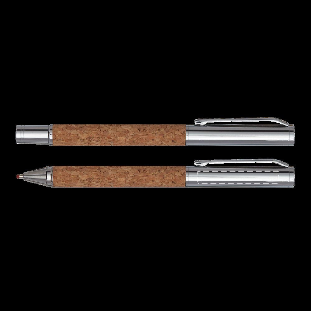 CORK SIGNATURE - Pennenset — drukvlak op de links zijde van de clip op de ballpoint pen dop