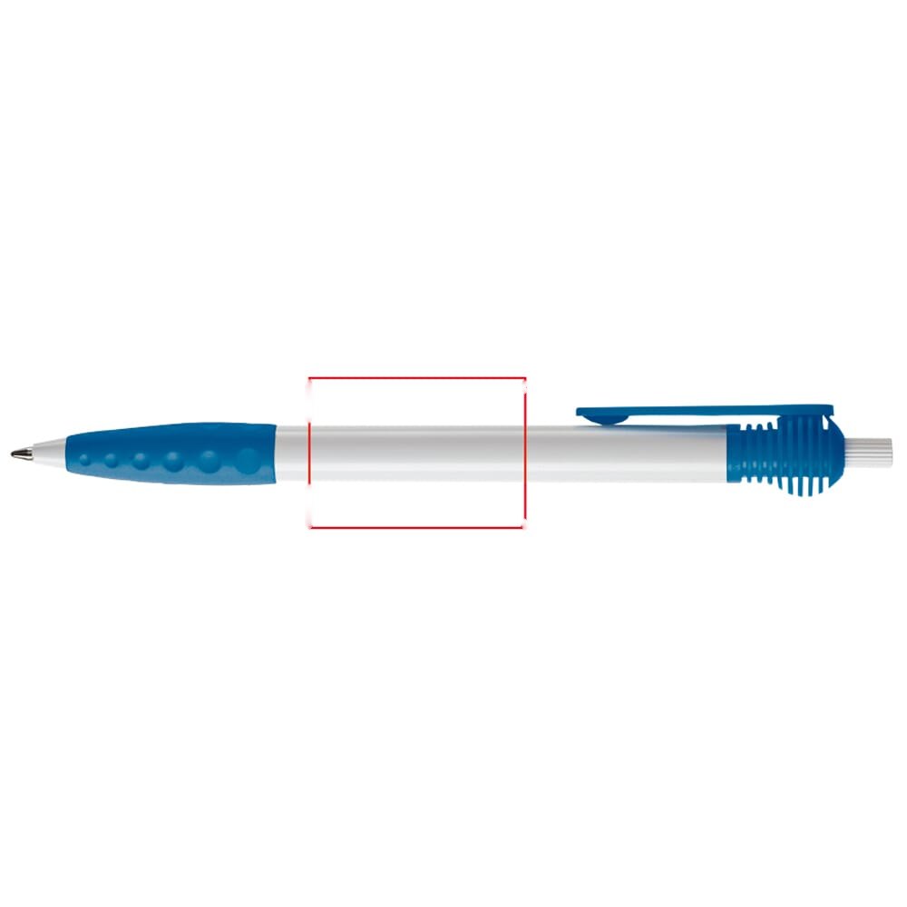 Balpen Cosmo grip hardcolour — drukvlak 90 graden van de clip