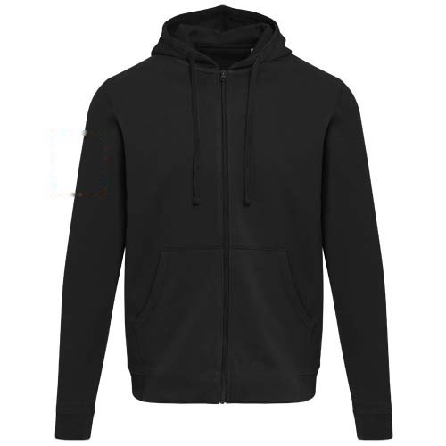 Jasper 280 g/m² unisex full-zip hoodie van OCS gerecycled organisch katoen — drukvlak rechter bicep