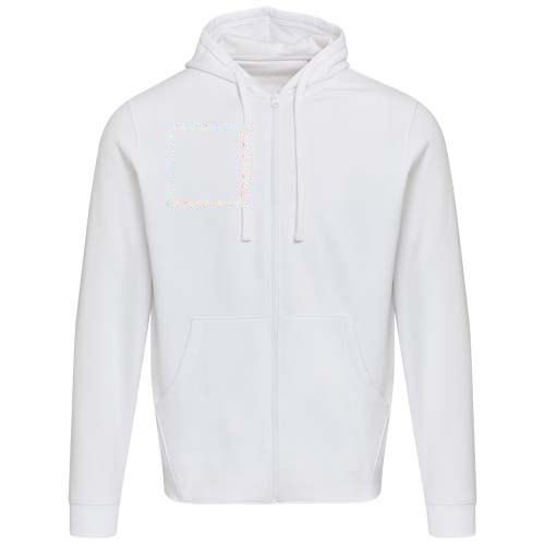 Jasper 280 g/m² unisex full-zip hoodie van OCS gerecycled organisch katoen — drukvlak rechter borst