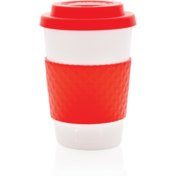 Herbruikbare koffiebeker 270ml — drukvlak artikel achterzijde beneden