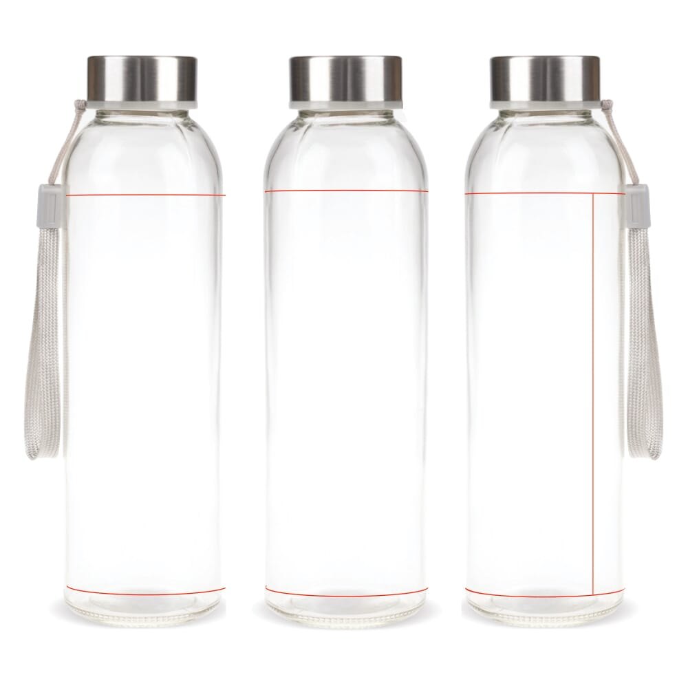 Waterfles glas 500ml — drukvlak rondom