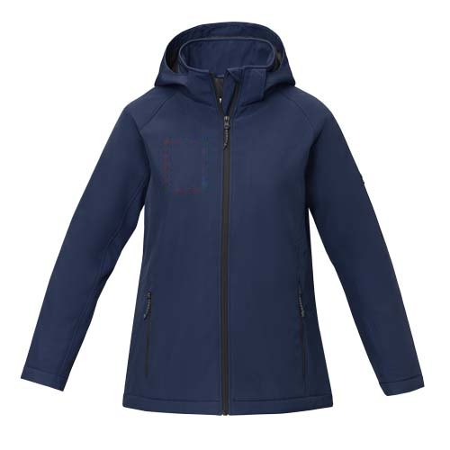 Notus gewatteerd softshell damesjas — drukvlak rechter borst