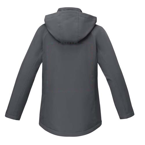 Notus gewatteerd softshell damesjas — drukvlak impact hoog op de achterzijde