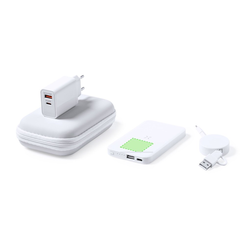 Power Bank Set Cody — drukvlak op de powerbank onder de knop