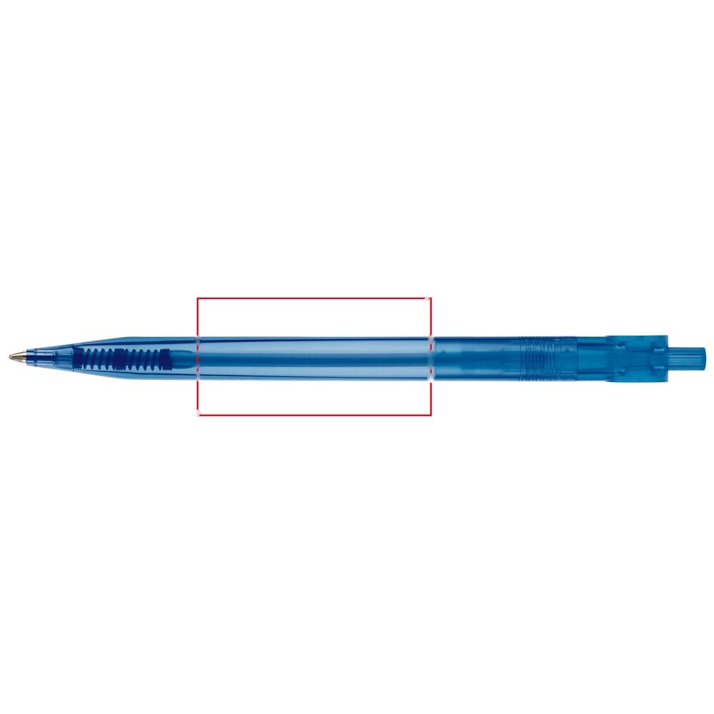 Balpen Futurepoint transparant — drukvlak 180 graden van de clip