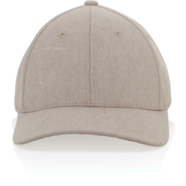Milo AWARE™ recycled heather 6 paneel cap 200gr — drukvlak artikel voorzijde rechts
