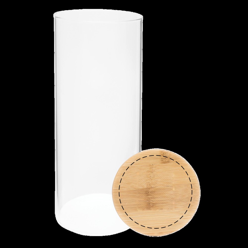 ECO STORAGE L - Glazen voorraadpot, kruiden enz., inhoud ca. 850 ml. — drukvlak gecentreerd op de deksel