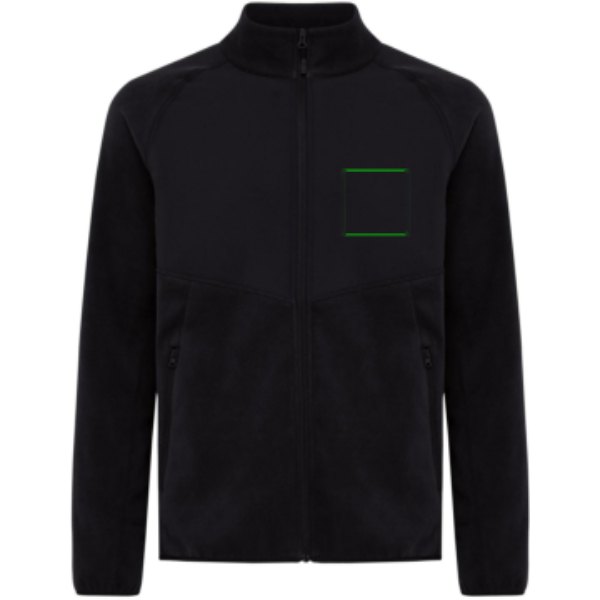 IQONIQ Talung gerecycled polyester fleece jas met rits — drukvlak borst linkerzijde