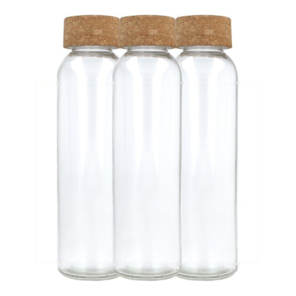 Gerecycled glazen fles met kurken dop 500ml — drukvlak rondom