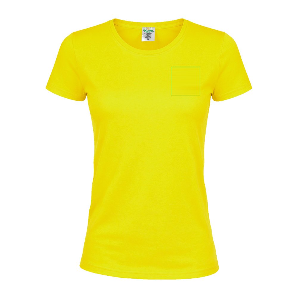 Kleuren Dames T-Shirt "keya" WCS150 — drukvlak linkerborst