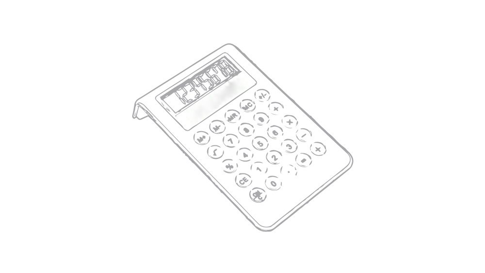 Rekenmachine Myd — drukvlak onder het scherm