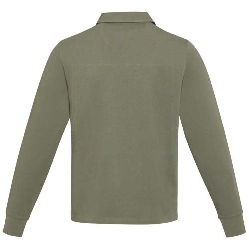 Clyde unisex organic rugbypolo sweatshirt — drukvlak impact hoog op de achterzijde
