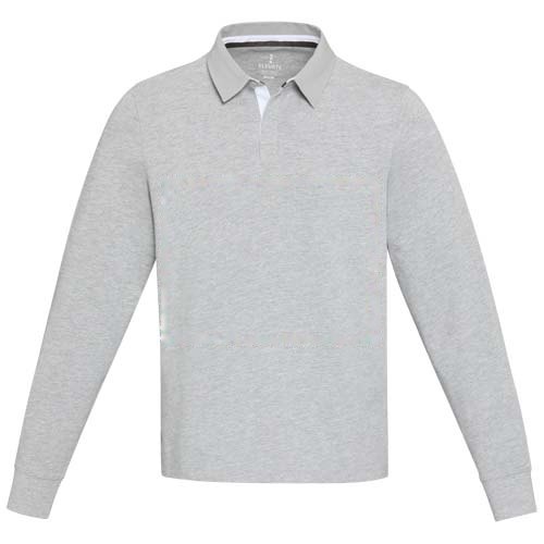 Clyde unisex organic rugbypolo sweatshirt — drukvlak impact volledige voorzijde