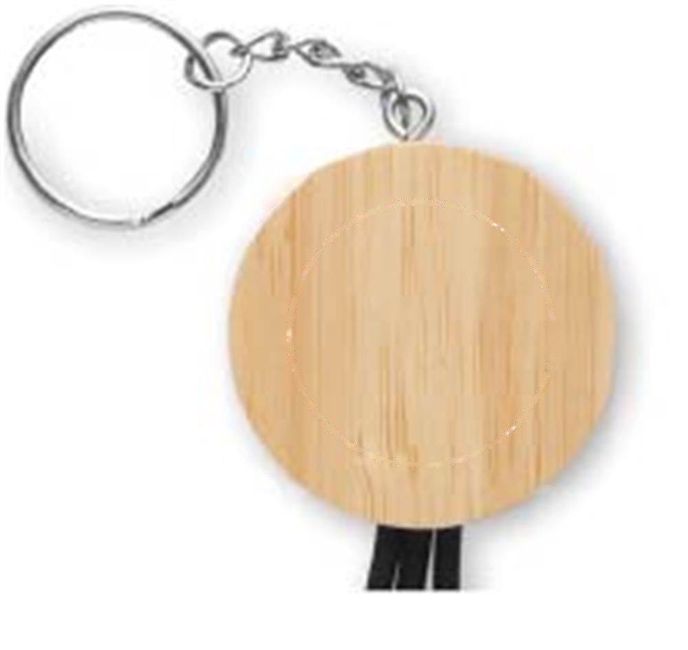 BULE - Sleutelhanger met 4-in-1 60W kabel — drukvlak bamboo deel achterzijde