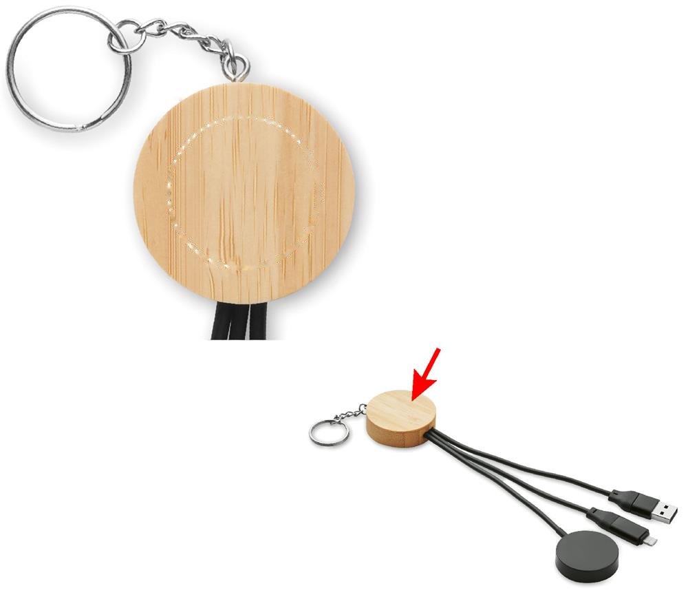 BULE - Sleutelhanger met 4-in-1 60W kabel — drukvlak bamboo deel