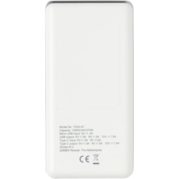Ultra snelle 10.000 mAh powerbank met PD — drukvlak artikel achterzijde