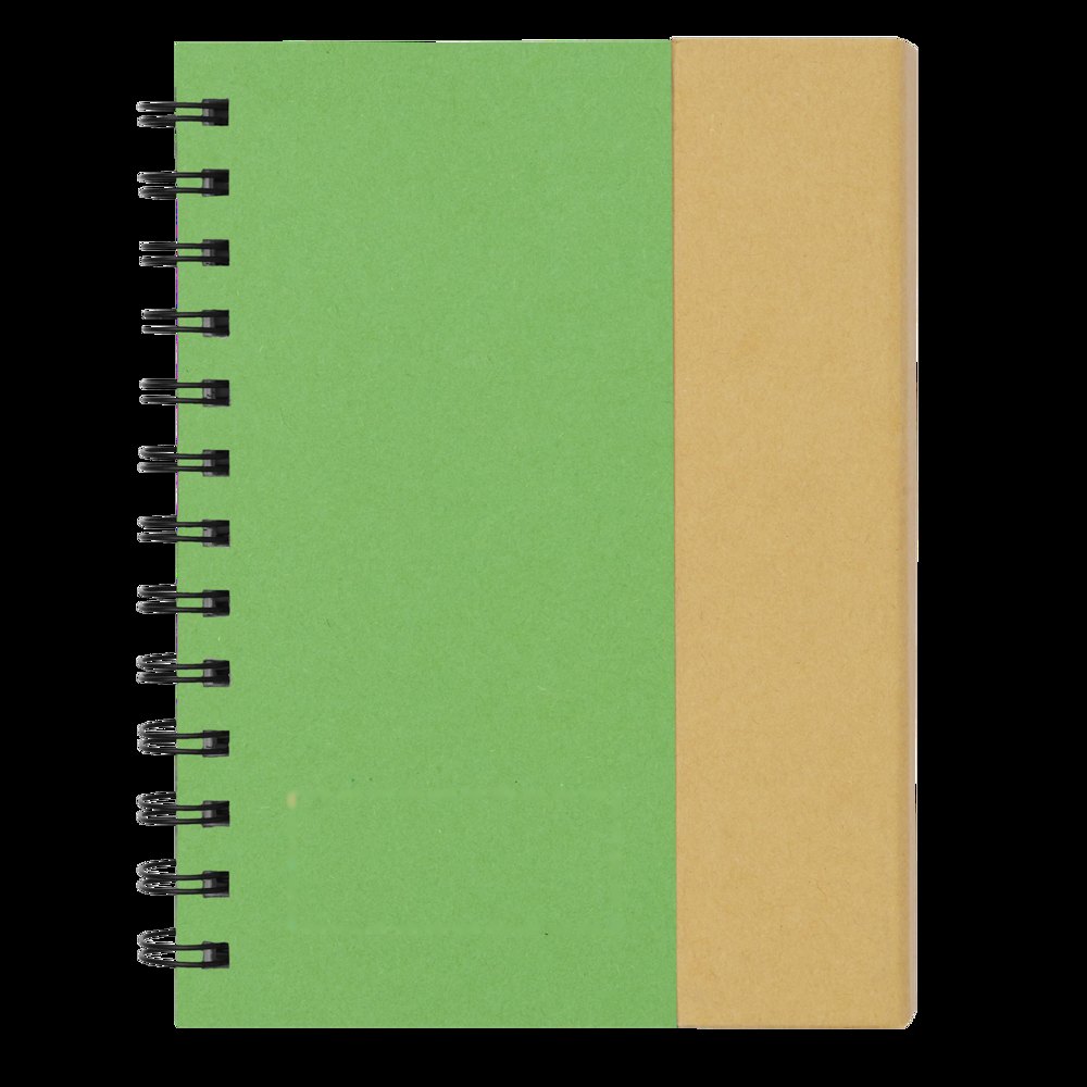 MAGNY - Notitieboekje van gerecycled papier met balpen — drukvlak gecentreerd op de onder coloured deel