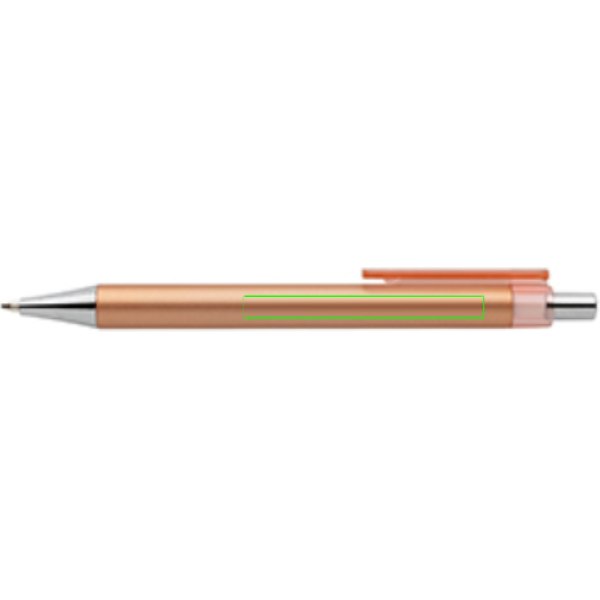 X8 metallic pen — drukvlak naast clip