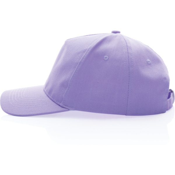 Impact AWARE™ 5 panel 280gr recycled katoenen cap — drukvlak artikel zijkant links
