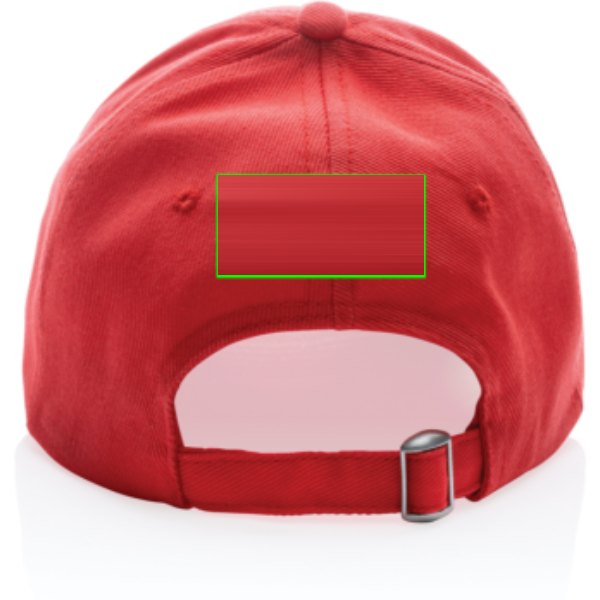 Impact AWARE™ 5 panel 280gr recycled katoenen cap — drukvlak artikel achterzijde