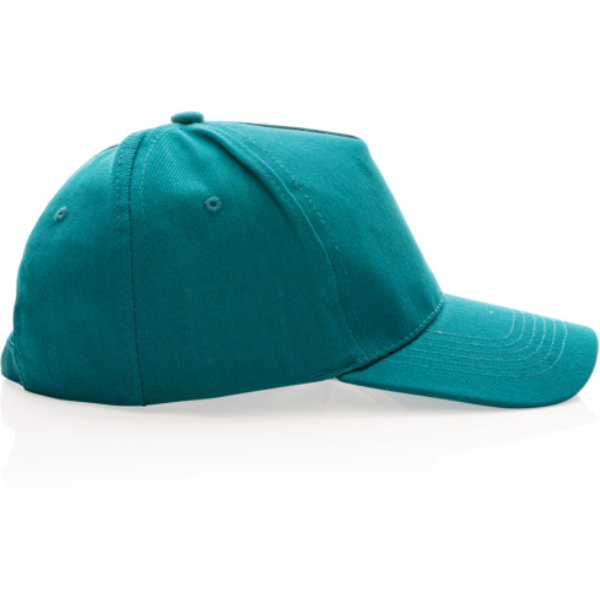 Impact AWARE™ 5 panel 280gr recycled katoenen cap — drukvlak artikel zijkant rechts