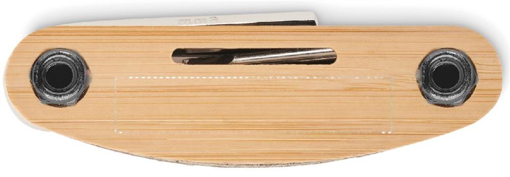 MANO - Zakformaat bamboe multi-tool — drukvlak midden op achterzijde