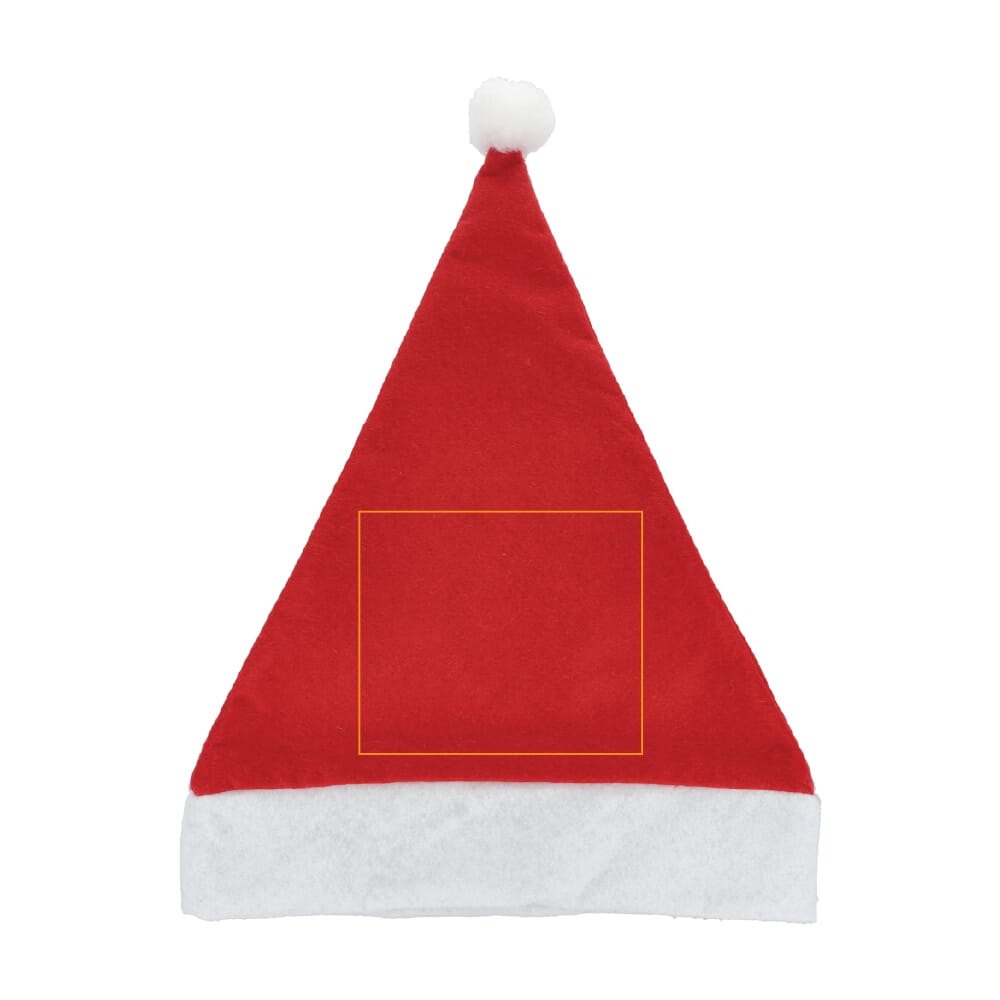 Vilten kerstmuts — drukvlak midden op het rood