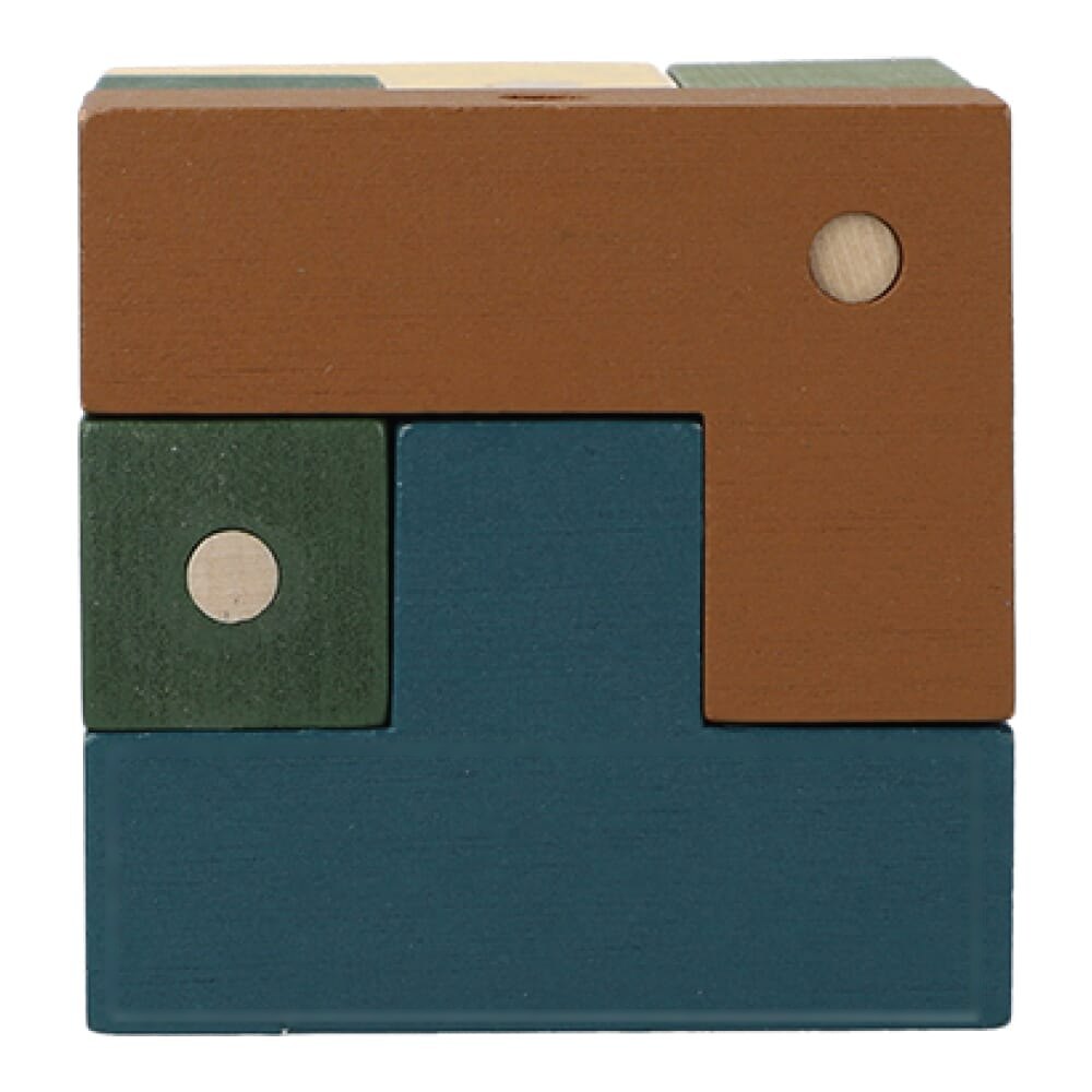 InSideOut FSC Houten Kubus think iq puzzel — drukvlak onderste blauwe blok