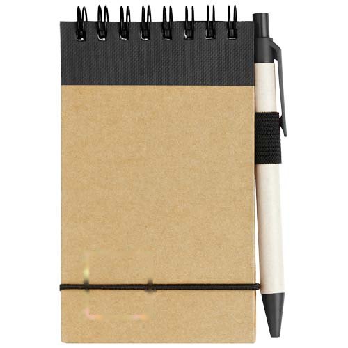 Zuse A7 gerecycled jotter kladblok met pen — drukvlak links onder