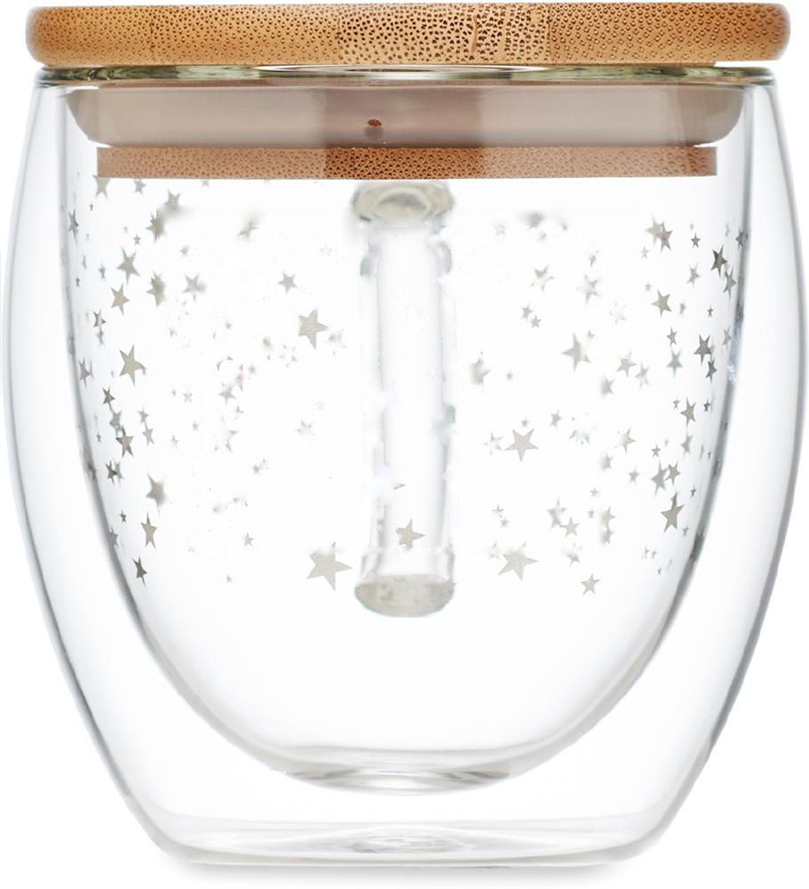 SION - Dubbelwandige borosilicaat mok — drukvlak opposite van handvat