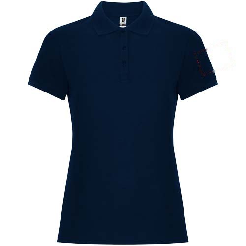 Pegaso Premium 220 g/m² damespolo met korte mouwen — drukvlak linker bicep