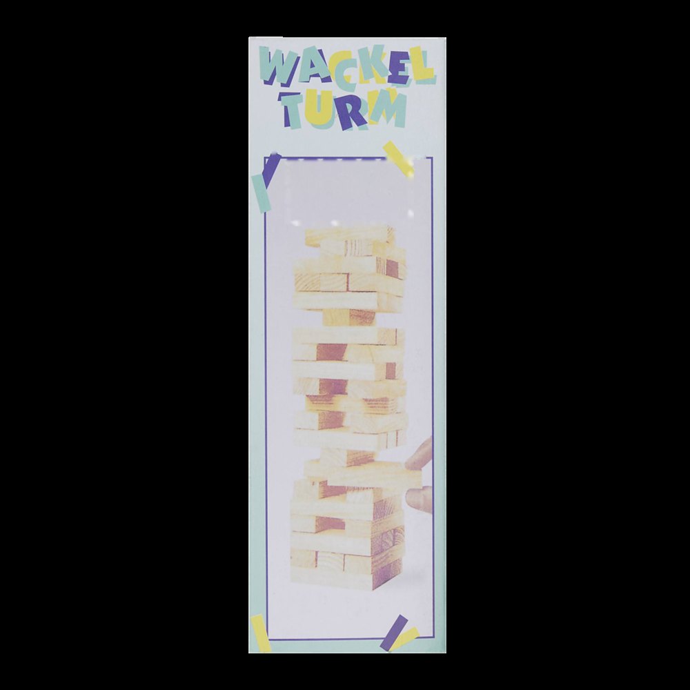 HIGH-RISE - Houten spel stapeltoren — drukvlak op voorzijde van de doos