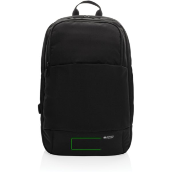 Swiss Peak AWARE™ moderne 15,6" laptoprugzak — drukvlak artikel voorzijde onder