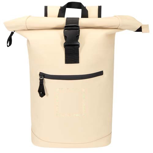 Resi Plus 15 inch GRS gerecyclede roltop rugzak 18 l — drukvlak voorzijde