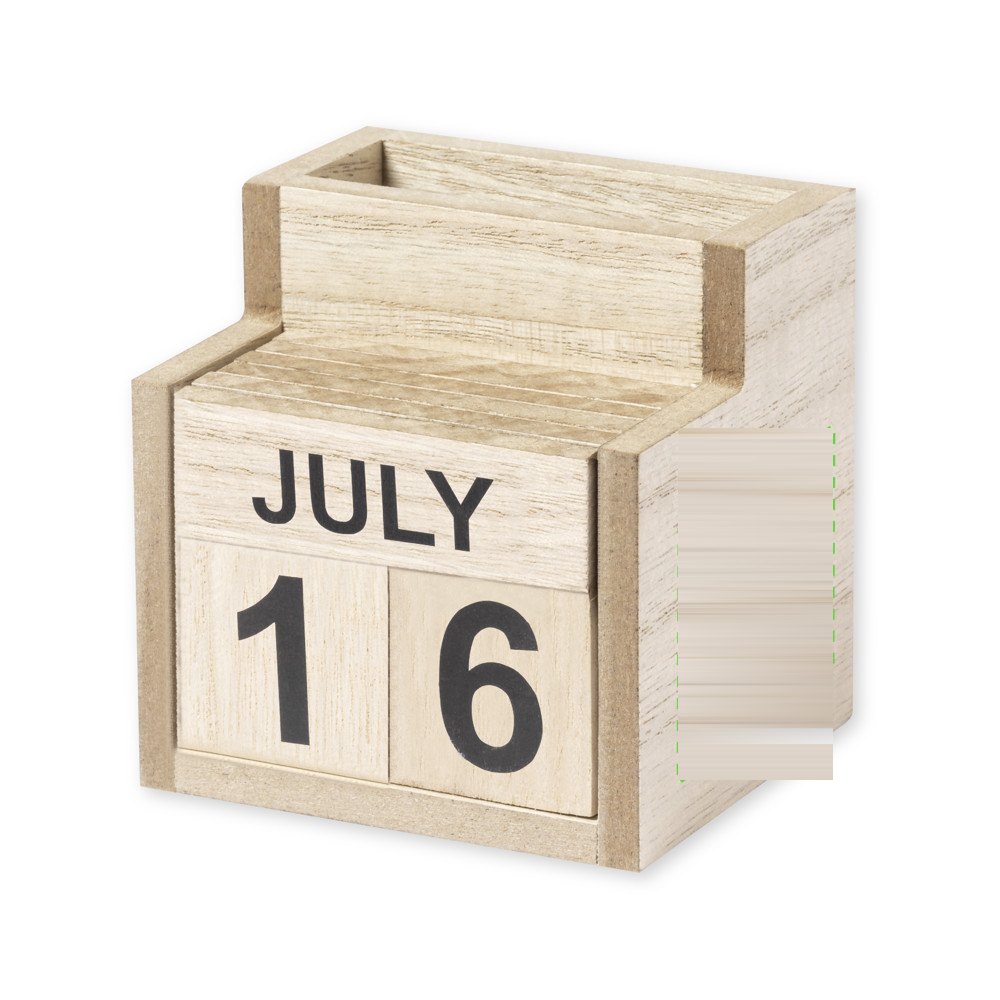Eeuwige Kalender Pennenbakje Laorek — drukvlak op de zijkant