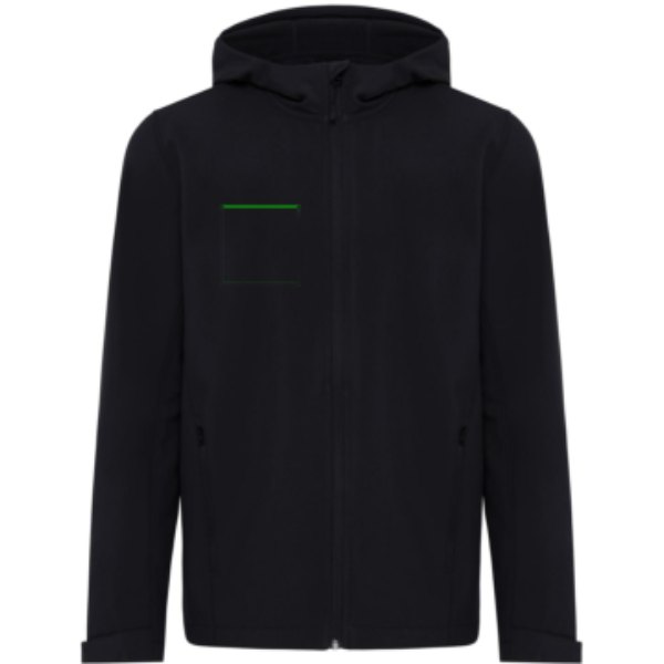 IQONIQ Makalu gerecycled polyester softshell jas — drukvlak borst rechterzijde