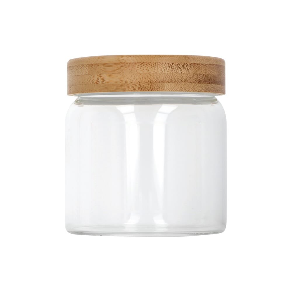 Canister glas & bamboe 600ml — drukvlak op de voorkant