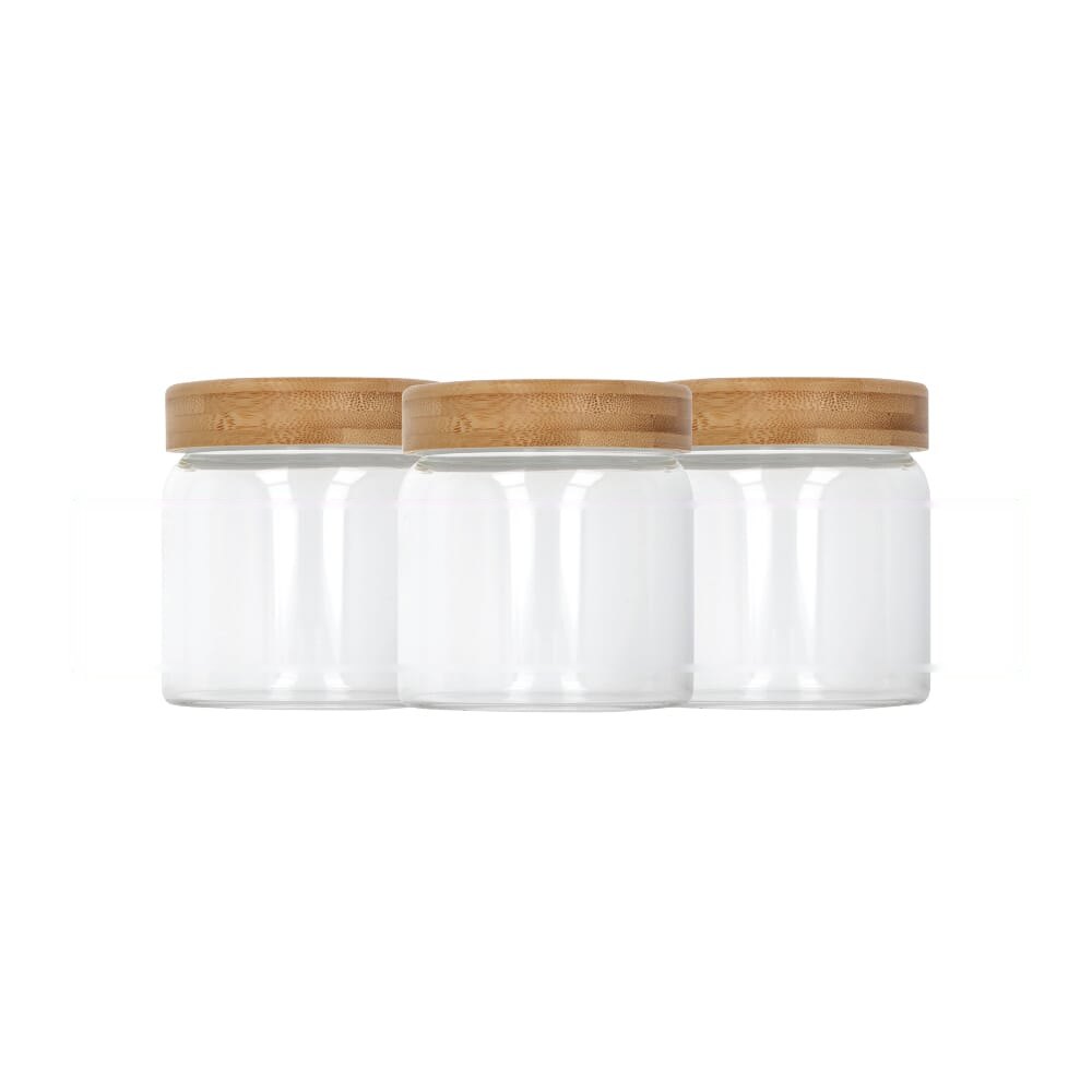Canister glas & bamboe 600ml — drukvlak rondom