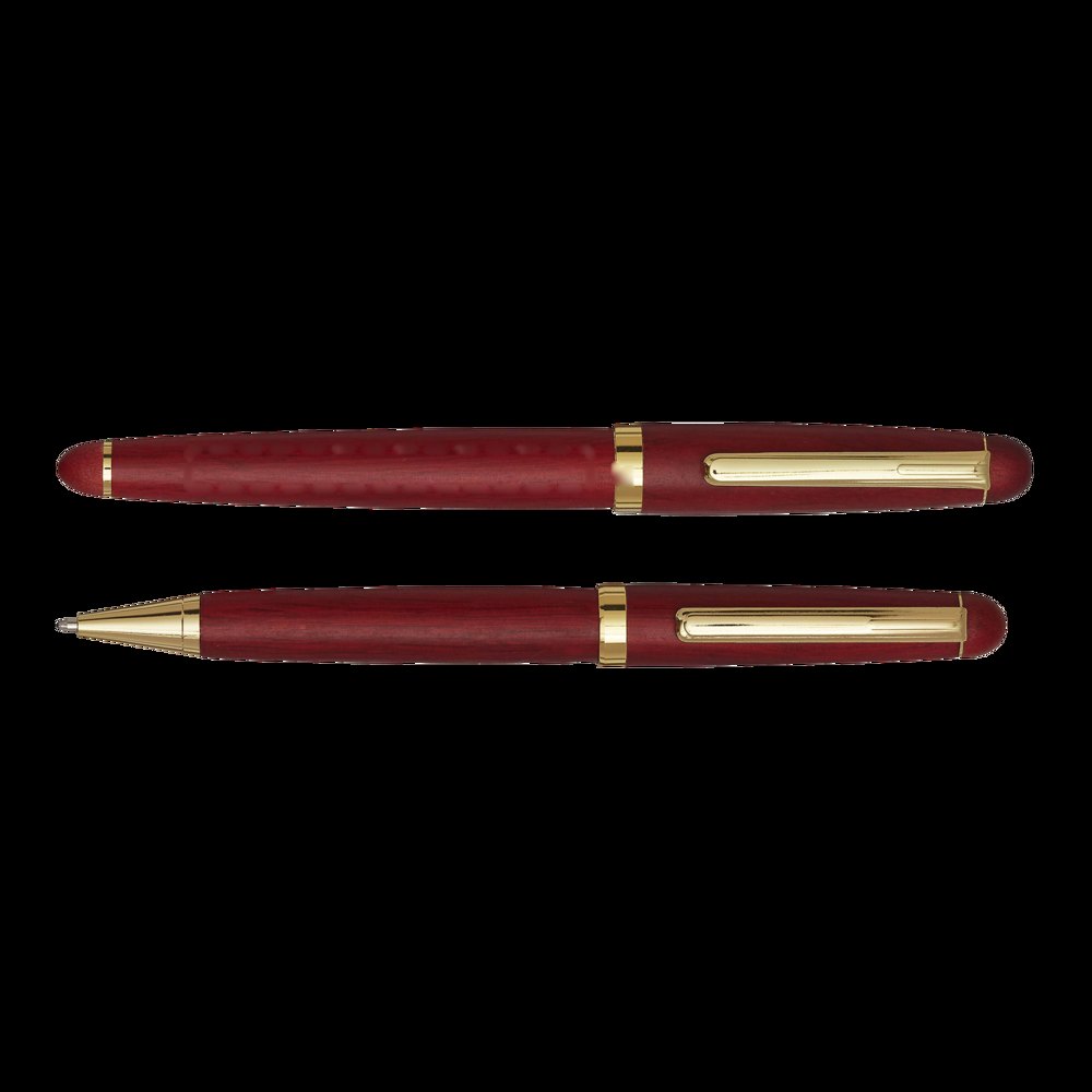 POET - Elegant palissanderhouten set — drukvlak op de romp van de fountain pen